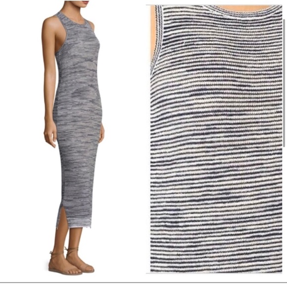 Theory Intrella size P (XS) Space Dye Striped Linen Knit Tank Dress - Picture 6 of 10